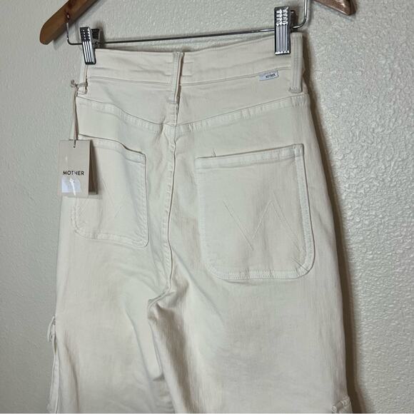 MOTHER The Curbside Cargo Flood Jeans in Egg Eggnog Cream NEW 26 - Picture 11 of 15